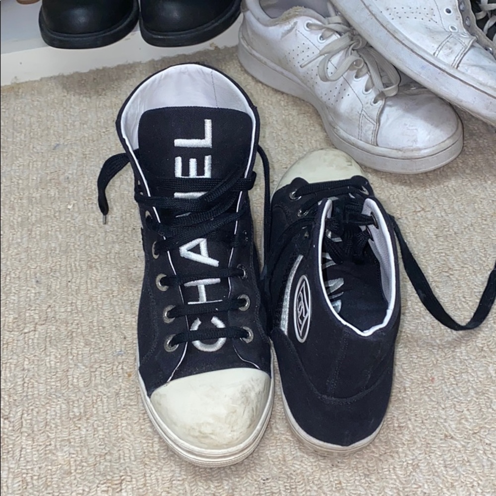 Chanel Black High Top Sneakers